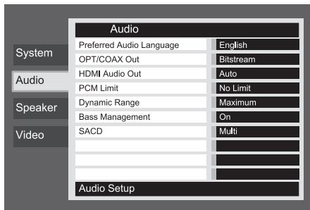 HARMAN KARDON DVD-29 - Réglages audio - 1