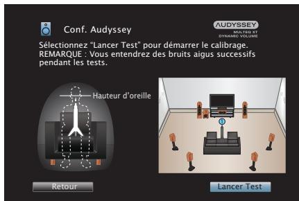 DENON AVR X4300 - AVR X4300H - Lorsque l'écran suivant est affiché, sélectionnez "Lancer Test" puis appuyez sur ENTER. - 1