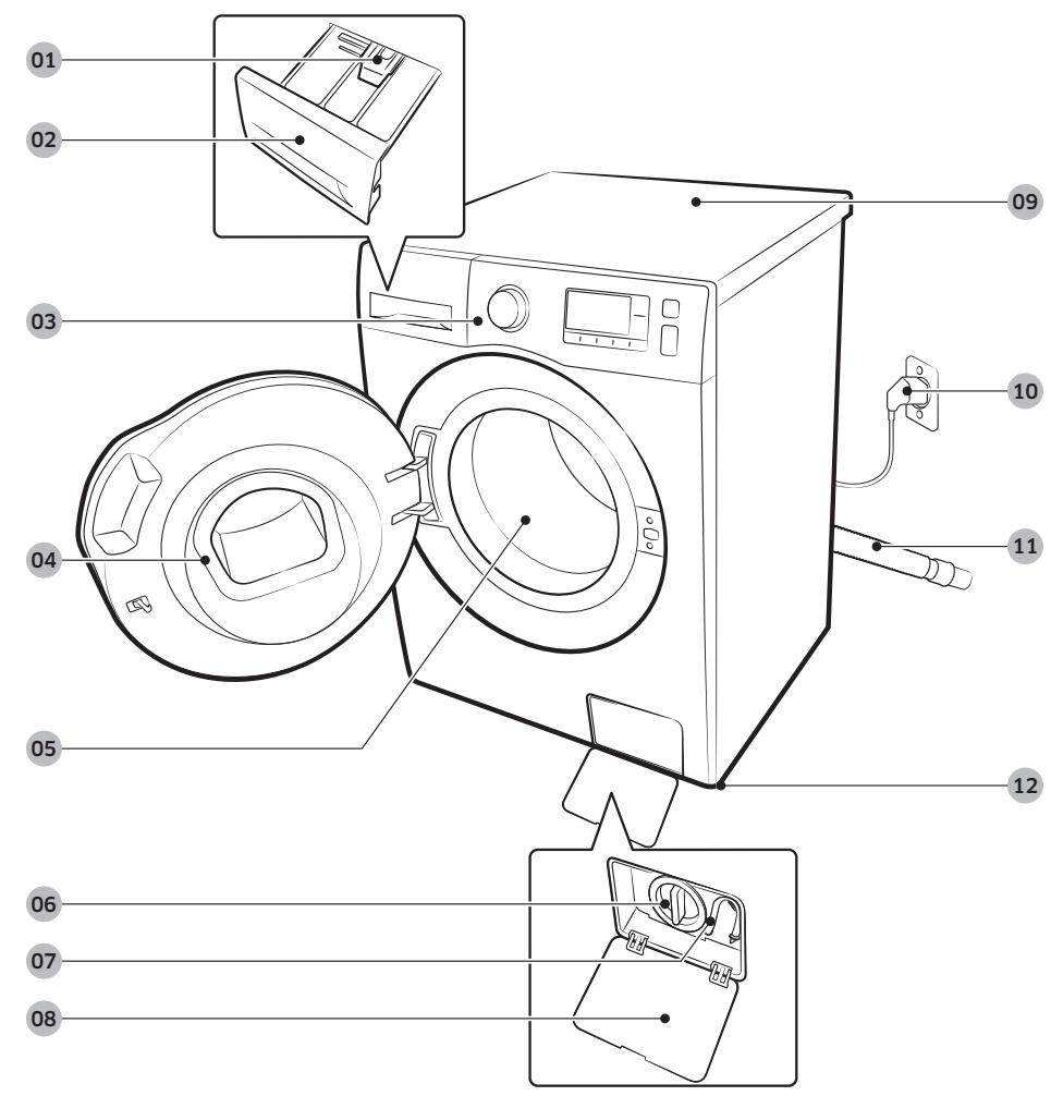 SAMSUNG ECOBUBBLE WD70J5A10AW  -  WD70J5A10AWEF -  ADD WASH WD80K5410OW/EF - Pièces incluses - 1