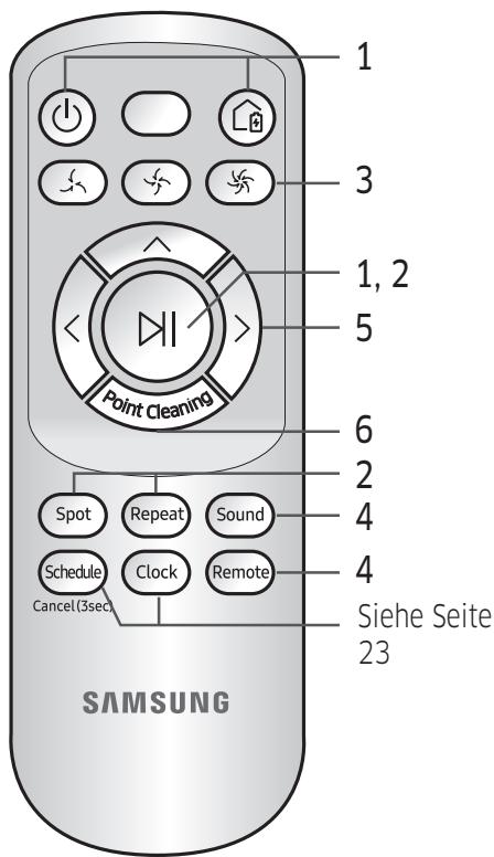 SAMSUNG SR10M701PU5 POWERBOT STAR WARS - SR10M703PW9 POWERBOT STAR WARS - Verwenden der Fernbedienung - 4