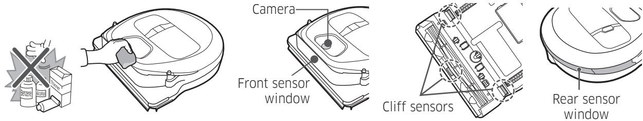 SAMSUNG SR10M701PU5 POWERBOT STAR WARS - SR10M703PW9 POWERBOT STAR WARS - Cleaning the sensors and the camera - 1