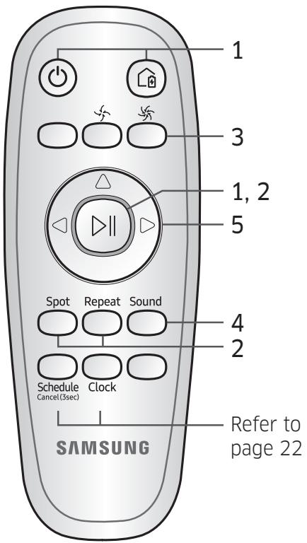 SAMSUNG SR10M701PU5 POWERBOT STAR WARS - SR10M703PW9 POWERBOT STAR WARS - Using the remote control - 1