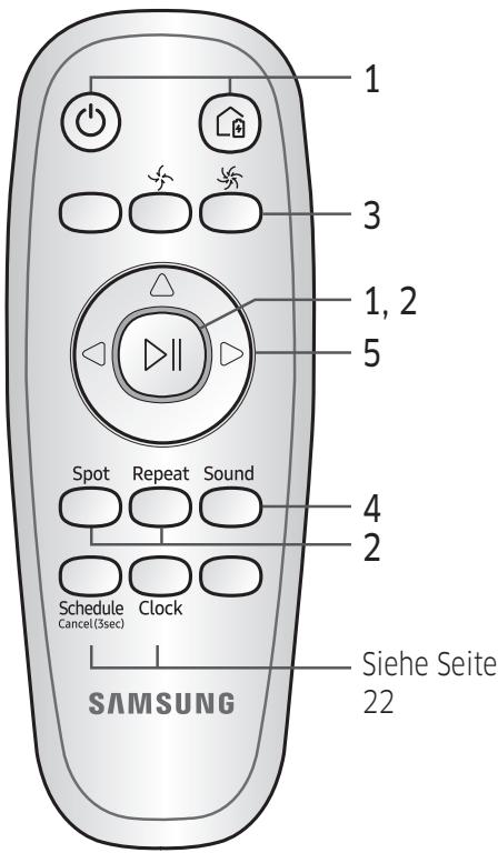 SAMSUNG SR10M701PU5 POWERBOT STAR WARS - SR10M703PW9 POWERBOT STAR WARS - Verwenden der Fernbedienung - 1