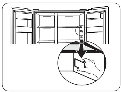 SAMSUNG RS65R5401M9  -  RS65R5401SL/EF - Fixation de l'étiquette de température à l'intérieur du réfrigérateur - 1