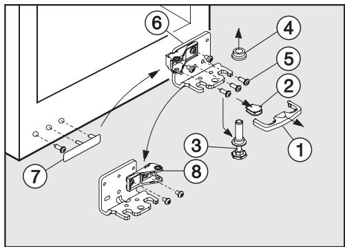 MIELE KFN 14943 - Mounting the bottom door of the appliance: - 1