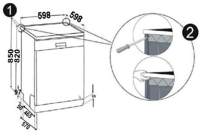 SHARP QW-GT31F452W - Installation sous un plan de travail - 1