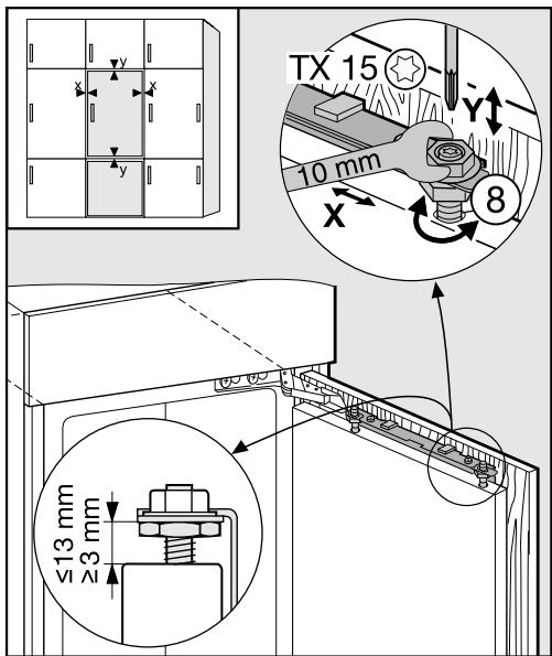 MIELE K 37472 ID - Adjusting the position of the door - 1