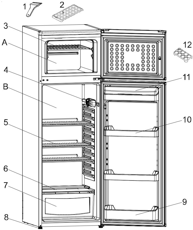 CANDY CRDS5162X - Elements et compartiments de l'appareil - 1