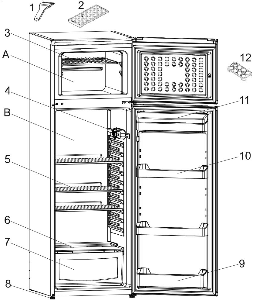 CANDY CRDS5162X - THE PARTS OF THE APPLIANCE AND THE COMPARTMENTS - 1