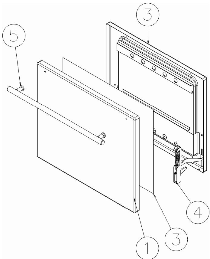 GODIN ARPEGE 240752 - Éclate et nomenclature du panneau porte four - 1