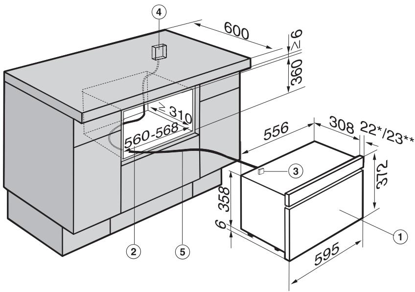 MIELE DG 6030 - Encastrement dans un meuble bas - 1