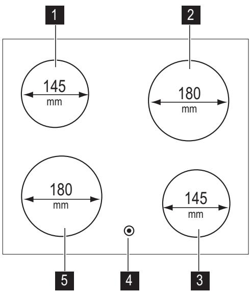ZANUSSI ZCV550G1XA - Cooking surface layout - 1