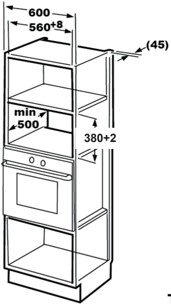 GRUNDIG GKPN66840LXPW - Mål for møbel vedinnebygd installationsjon - 1