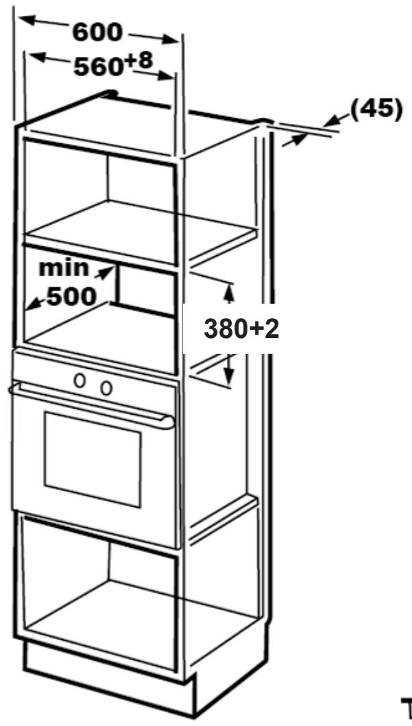 GRUNDIG GKPN66840LXPW - Möbelabmessungen für die integrierte Installation - 1