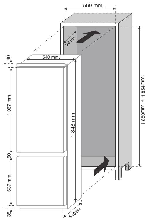 ROSIERES RBBS100N - DIMENSIONS DU PRODUIT ET COMPARTIMENT ENCASTRE - 2