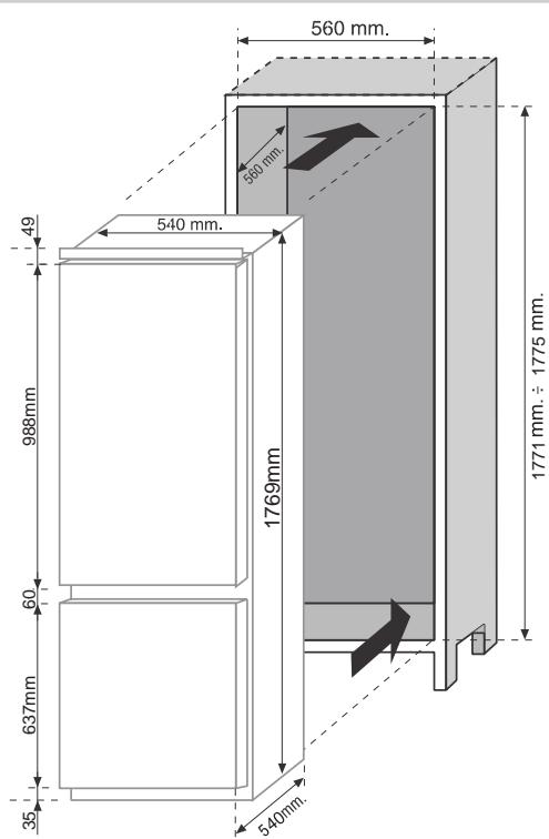 ROSIERES RBBS100N - DIMENÇÉS DO PRODUCTO E COMPARTIMENTO EMBUTIDO - 1