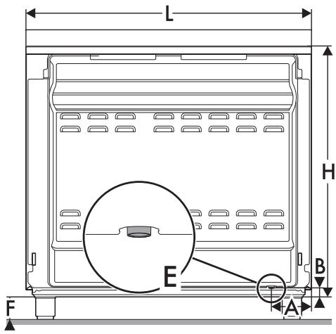SMEG SCB91XI9 - Dimensions de l'appareil : emplacement du branchement électrique (mm) - 1