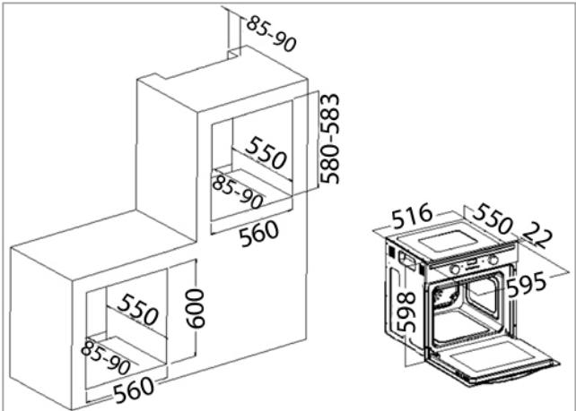 BOMANN EBO9610IX - Cabinet opening and unit dimension - 1