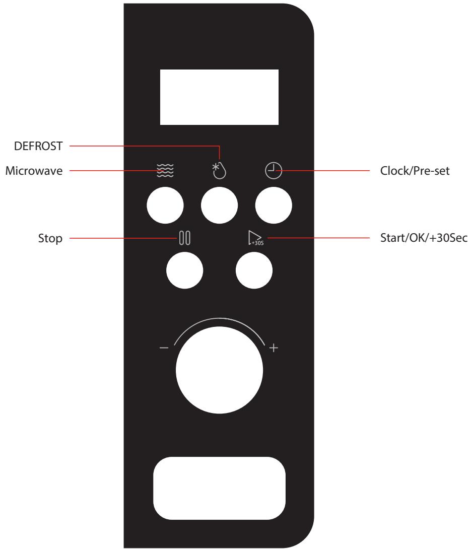 DEFROST Microwave Stop Clock/Pre-set Start/OK/+30Sec