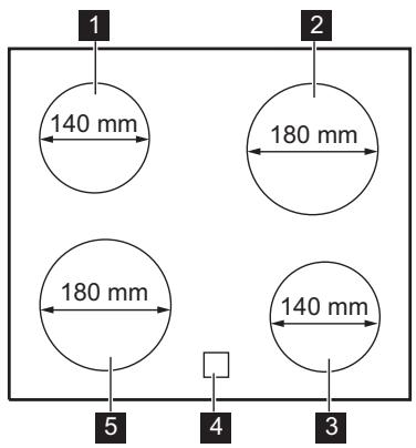 ESSENTIELB ECV605B  -  ECV605N -  ECV605S - Agencement des zones de cuisson - 1
