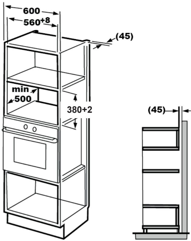BEKO MCB25433BG - MCB25433X - Wymiary mebli do montażu zabudowanego - 1