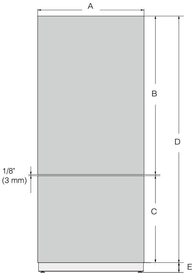 MIELE KF 2912 Vi - Dimensions of cabinet fronts - 1