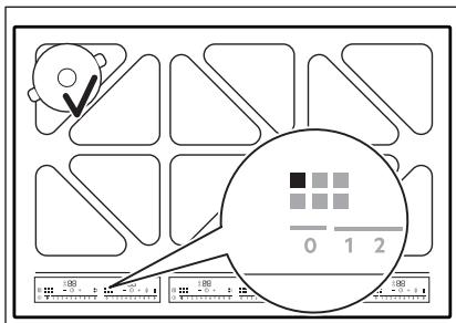 AEG IKE85651FB  -  IKE85651IB - Posizioni delle pentole e indicatori delle zone - 1