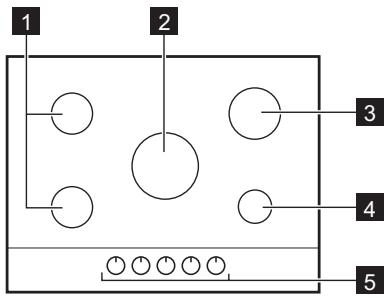 AEG HGB75420SM  -  HGB75420SM - Cooking surface layout - 1