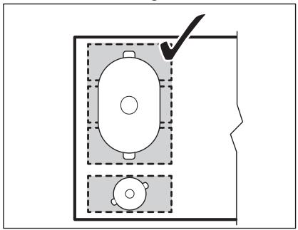 AEG IPE74541FB - Richtige Position des Kochgeschirrs: - 1