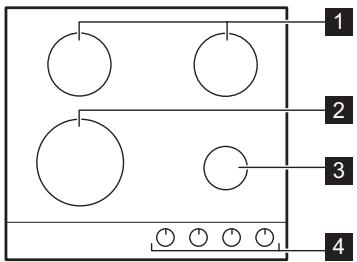 ZANUSSI ZGH65414XS - Description de la TABLE de cuisson - 1