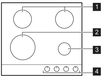 ELECTROLUX KGG6436K - KGG6436W - KGG6436K - KGG6436S - KGG64362W - KGG64362K - KGG64362S - Cooking surface layout - 1