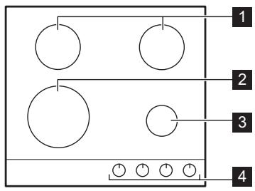 ELECTROLUX KGG6436K  -  KGG6436W -  KGG6436K -  KGG6436S -  KGG64362W -  KGG64362K -  KGG64362S - Disposión de las zonas de coccción - 1