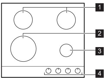 ELECTROLUX KGG6436K  -  KGG6436W -  KGG6436K -  KGG6436S -  KGG64362W -  KGG64362K -  KGG64362S - Kochfeldanordnung - 1