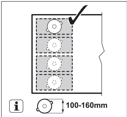 AEG IKE95454XB  -  IKE95454IB - Durchmesser und Position des Kochgeschirrs - 1
