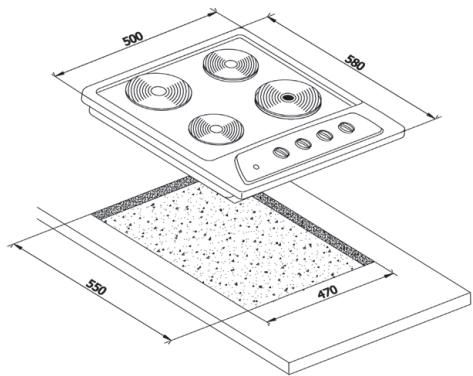 VALBERG TE 4 X EUT inox - TE 4 X EUT inox - Instalación de la placade coccción - 1