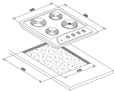 VALBERG TE 4 X EUT inox - TE 4 X EUT inox - Installatie van de kookplaat - 1