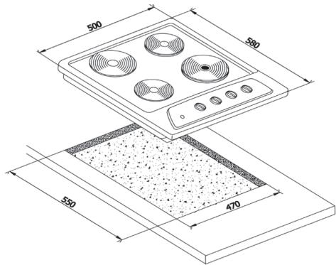 VALBERG TE 4 X EUT inox  -  TE 4 X EUT inox - Installation des Kochfelds - 1