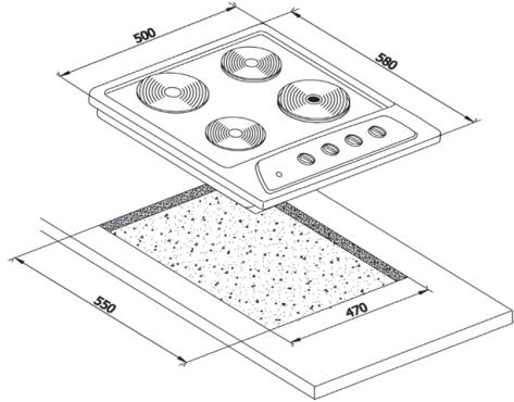 VALBERG TE 4 X EUT inox  -  TE 4 X EUT inox - Installation de la table de cuisson - 1