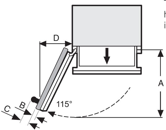 MIELE F 1811 Vi - F 1811 Vi - Appliance door dimensions (opening angle 115^ ) - 1
