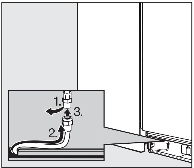 MIELE F 1811 Vi - F 1811 Vi - Fitting the stainless steel hose to the appliance - 1
