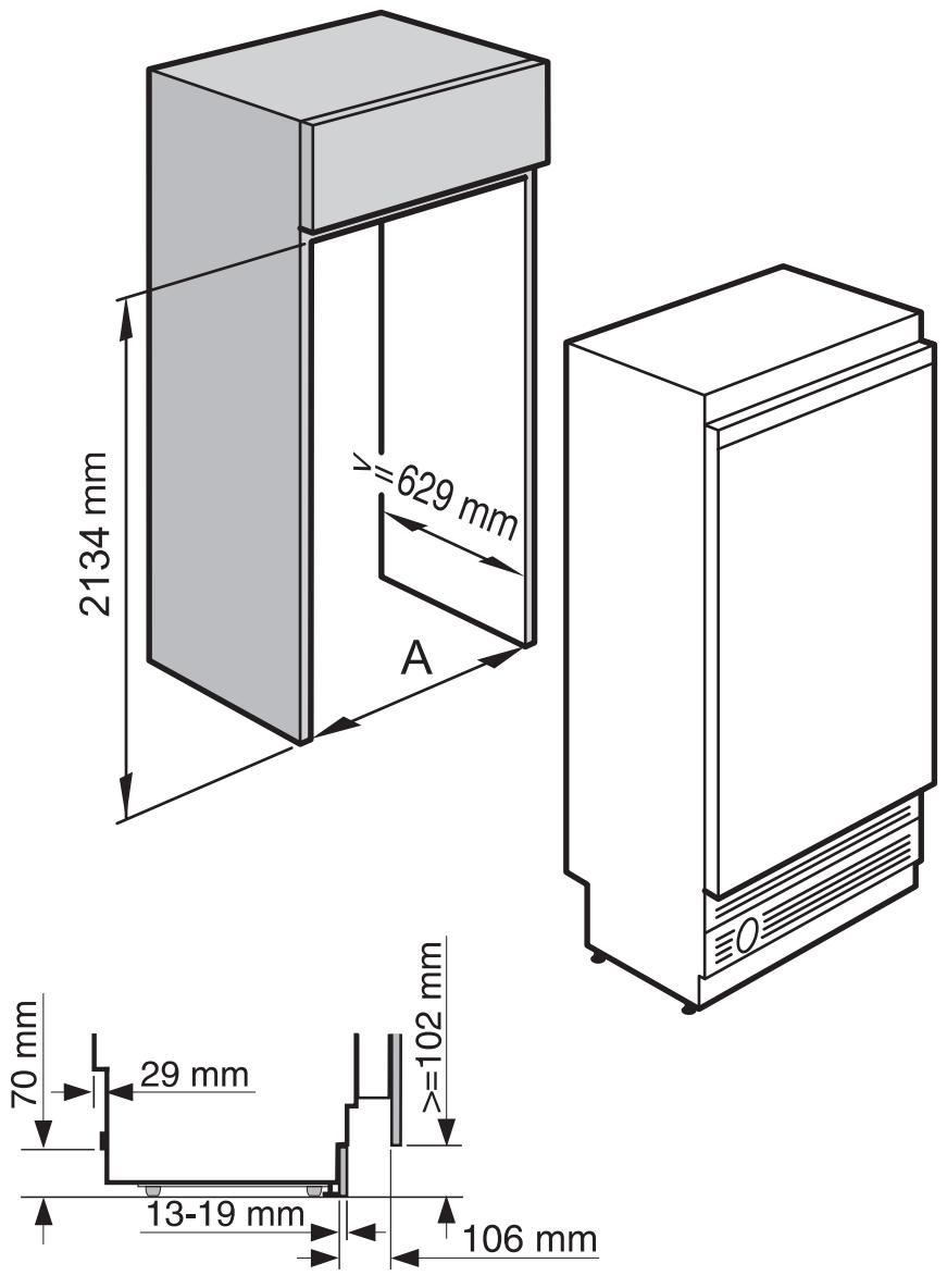 MIELE F 1811 Vi - F 1811 Vi - Appliance door dimensions (opening angle 115^ ) - 2