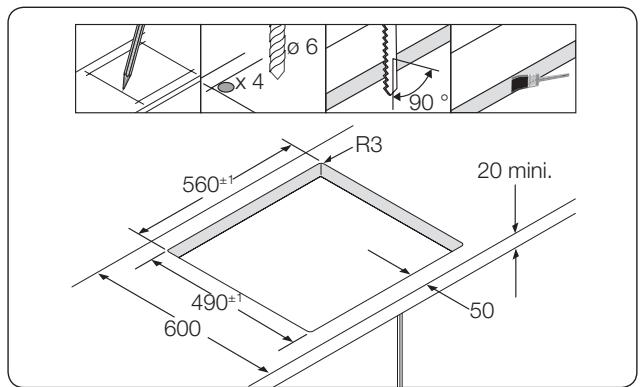 SAMSUNG NZ64F5RD9AB/EF - INSTALLATION DE L'APPAREIL SUR LE PLAN DE TRAVAIL - 3