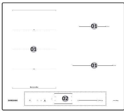 SAMSUNG NZ64B6058GK/U1  -  NZ64B6056GK/U1 -  NZ64B6058GK/U1 - Cooking zones - 1