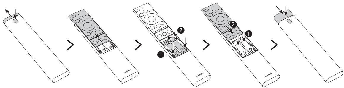 SAMSUNG QE65Q60A - Colocação de pilhas no Controlo Remoto Intelligente da Samsung - 1