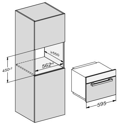 MIELE M 7140 TC  -  M 7140 TC - Dimensions d'encastrement - 1