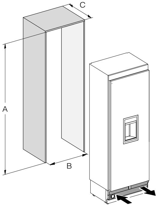 MIELE F 2672 VI - Position of the electrical and plumbed water connections - 2
