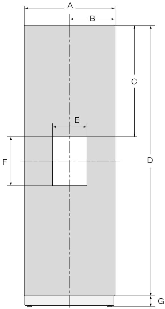 MIELE F 2672 VI - Dimensions of the cabinet front - 1