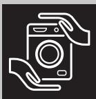Icon of two hands holding a washing machine, symbolizing digital washing (no text or symbols)