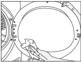 GRUNDIG GT76924D - Filtres à fibres (filtres internes et externes) / Nettoyage de la surface interieure de la porte de chargement - 9