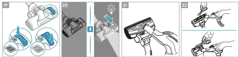 Illustration showing a sequence of lighting and tool installation steps, from device assembly to final inspection.
